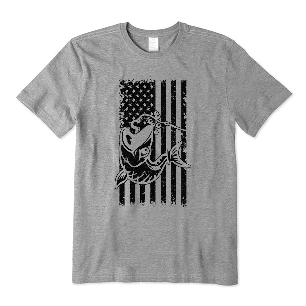 Bass Fish American Flag T-Shirt