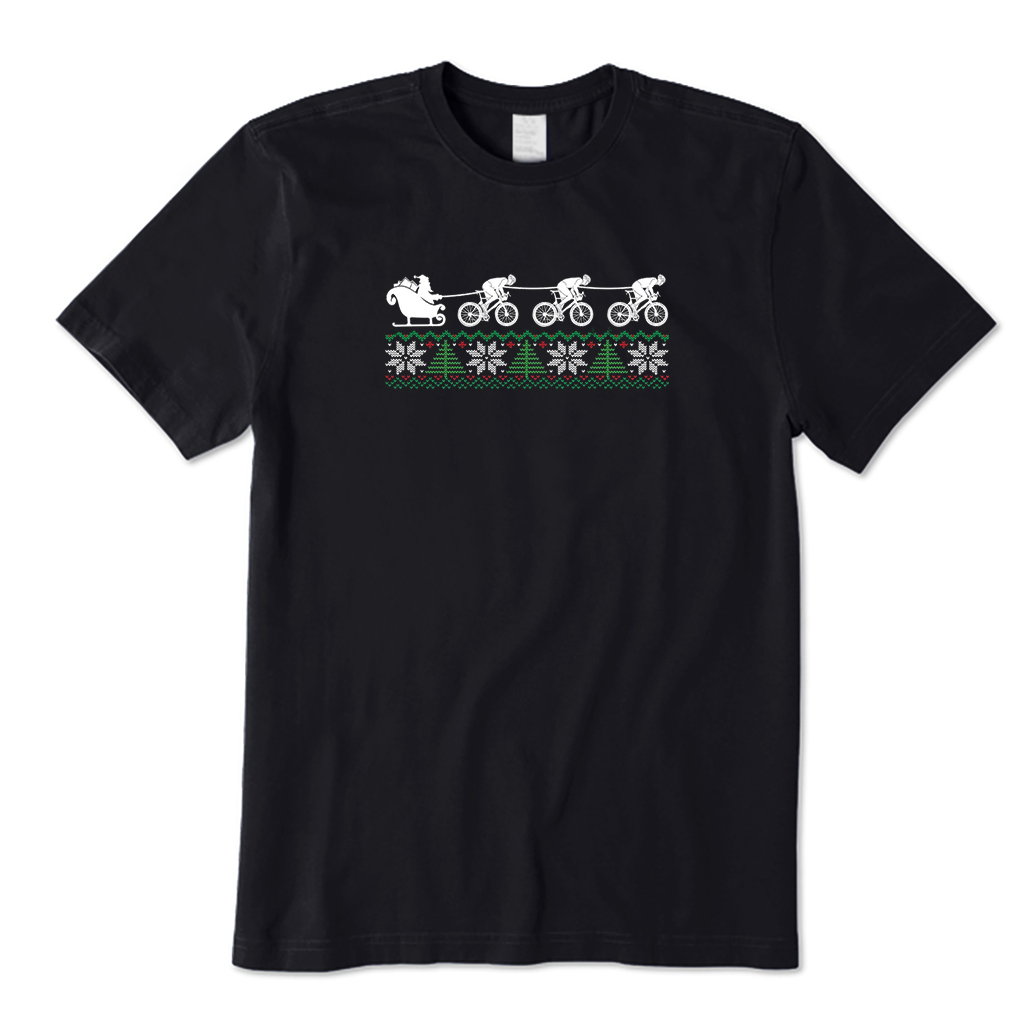 Cyclists Pulling Santa Christmas T-Shirt