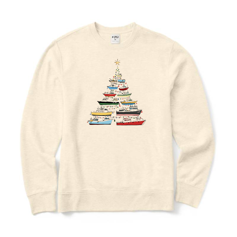 Boating Christmas Tree Crewneck Sweatshirt