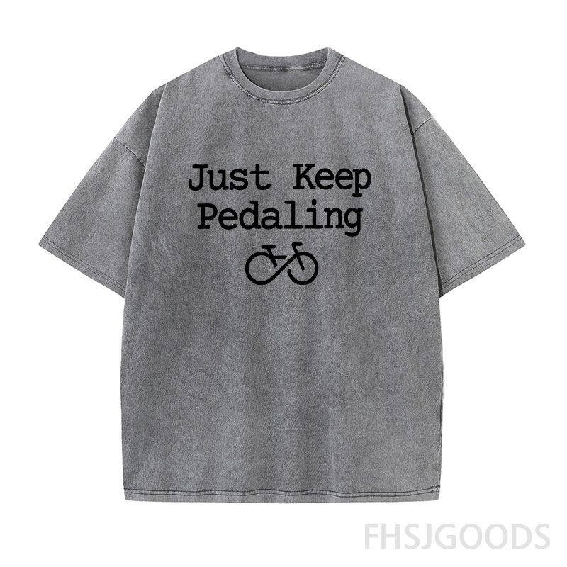 Just Keep Pedaling Cycling Unisex Distressed T-Shirt