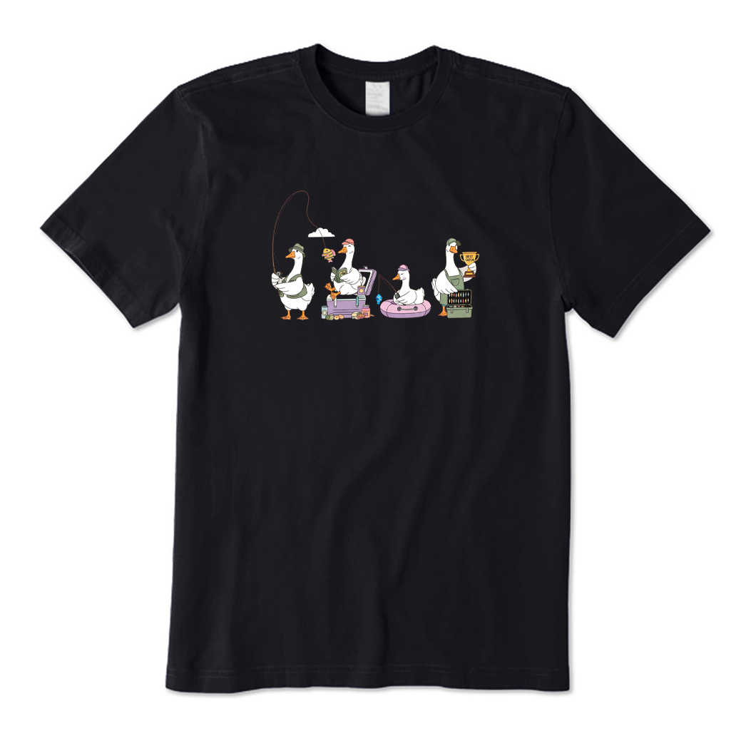 Funny Fishing Goose T-shirt