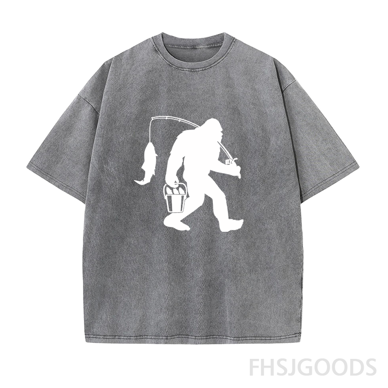 Bigfoot Fishing Unisex Distressed T-Shirt
