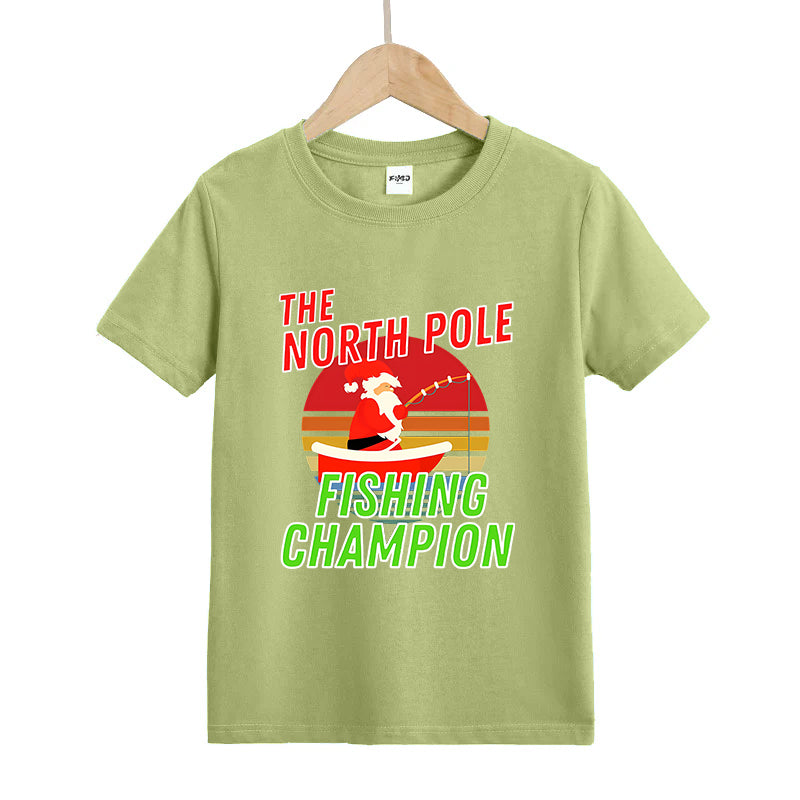 Santa Fishing Kid's T-Shirts