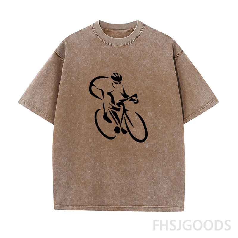 Cycling Silhouette Unisex Distressed T-Shirt