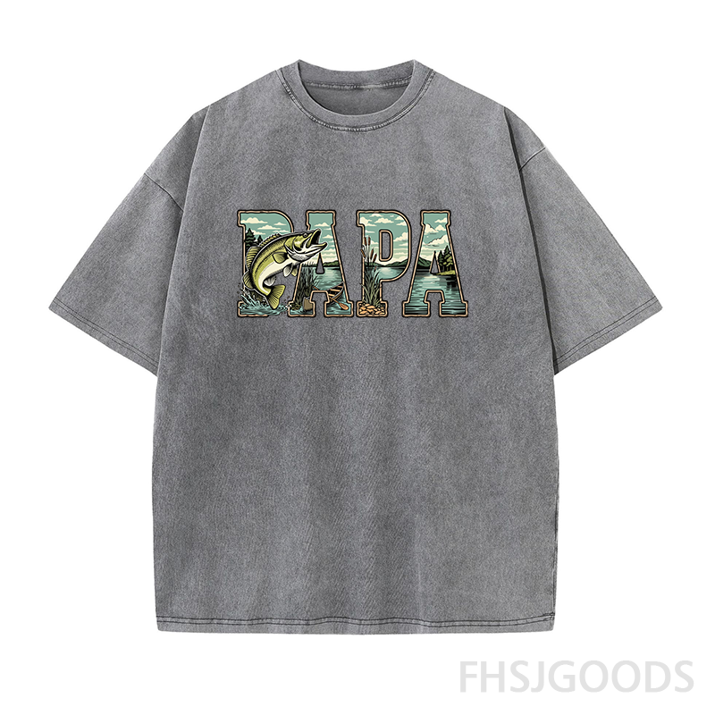 Papa Fishing Unisex Distressed T-Shirt
