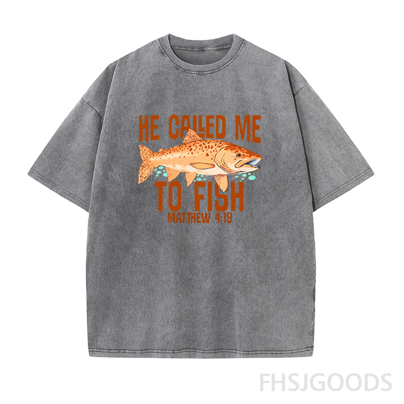 He Called Me to Fish Fishing Unisex Distressed T-Shirt