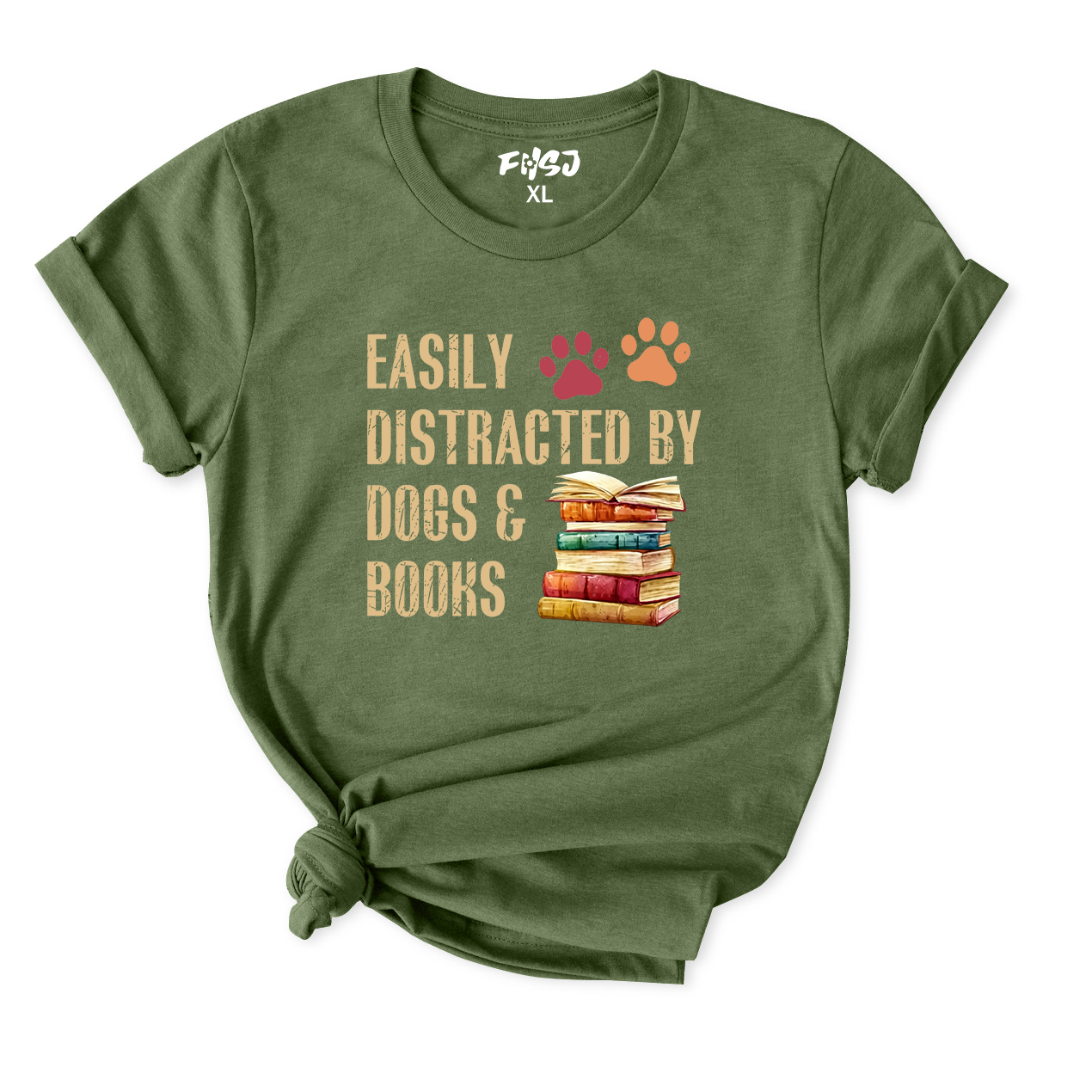Easily Distracted By Dogs & Books T-Shirt for Women