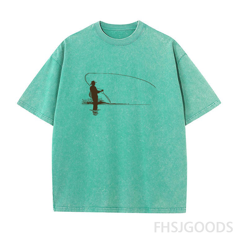 Fly Fishing Casting Unisex Distressed T-Shirt