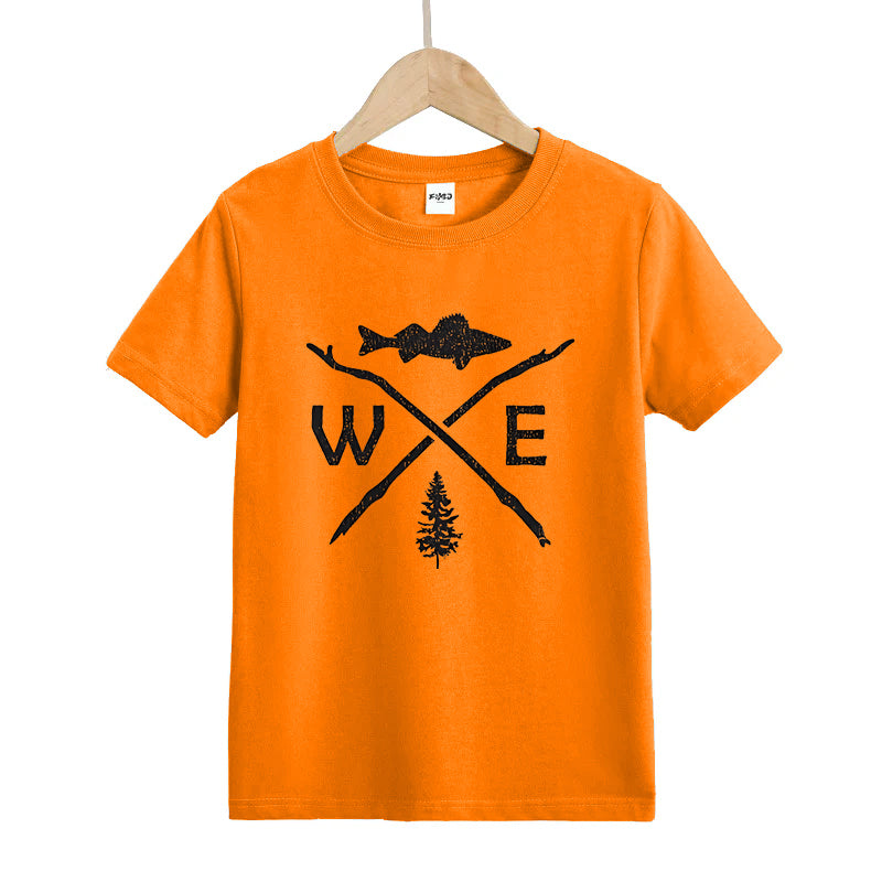 Walleye and Tree Fishing Compass Kids T-Shirt