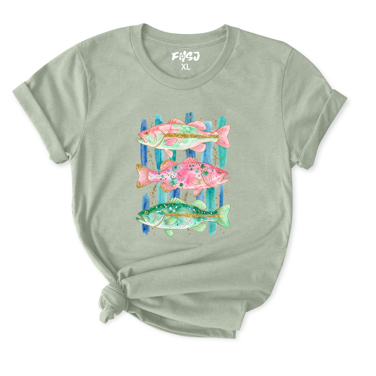 Watercolor Bass Fish T-Shirt for Women