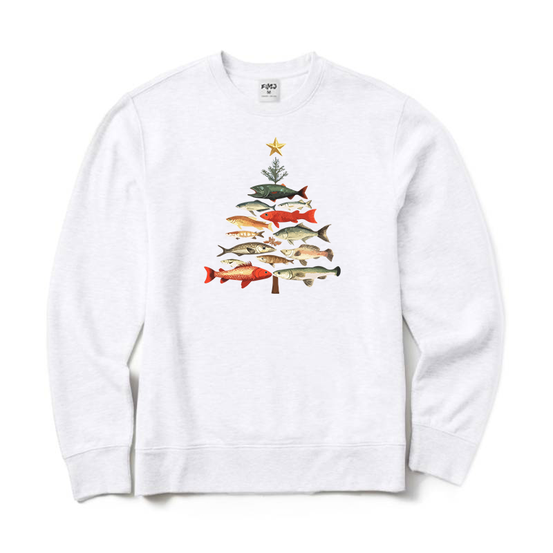 Fish Christmas Tree Crewneck Sweatshirt