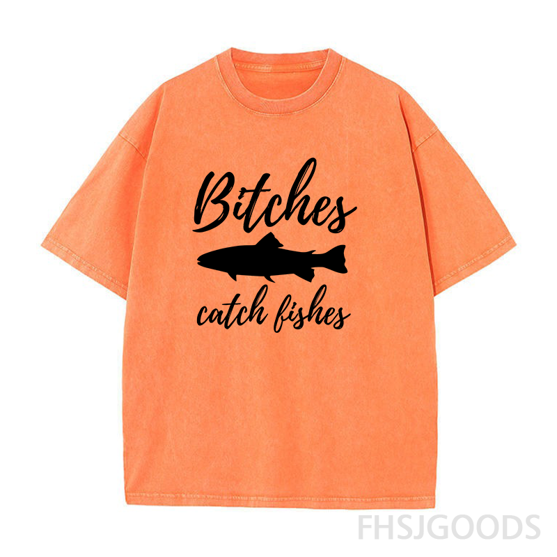 Bitches Catch Fishes Unisex Distressed T-Shirt