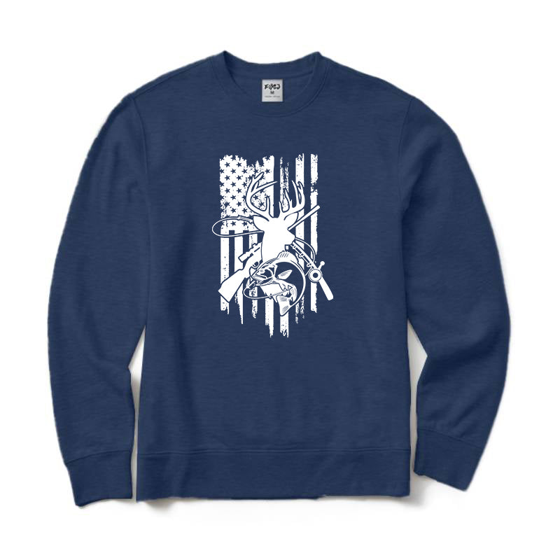 Hunting and American Flag Crewneck Sweatshirt