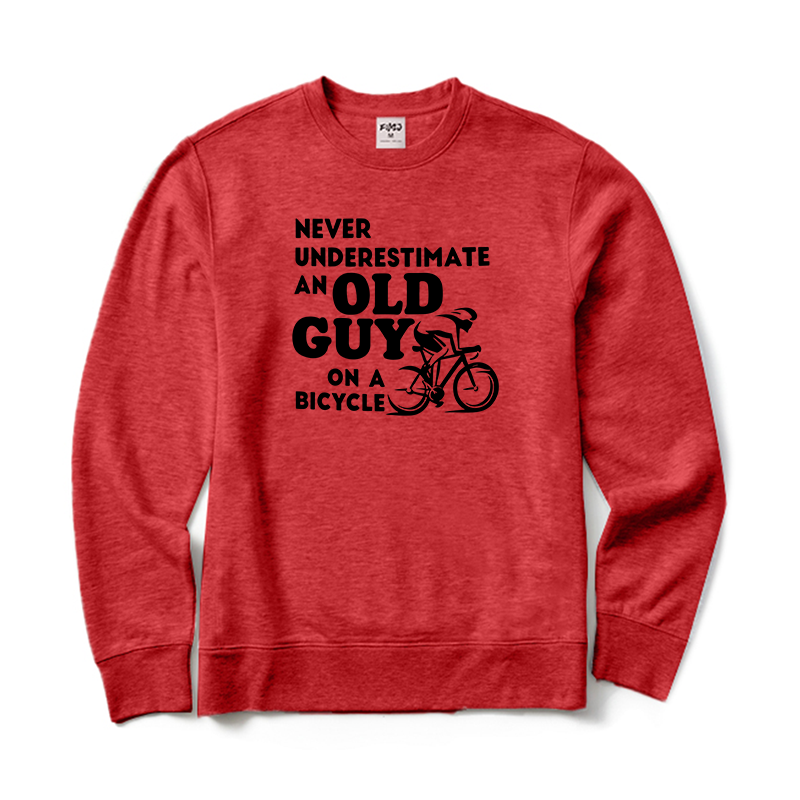 Never Underestimate An Old Guy on A Bicycle Crewneck Sweatshirt