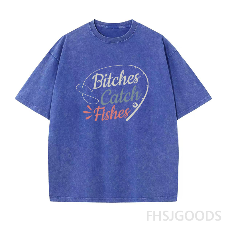 Bitches Catch Fishes Unisex Distressed T-Shirt