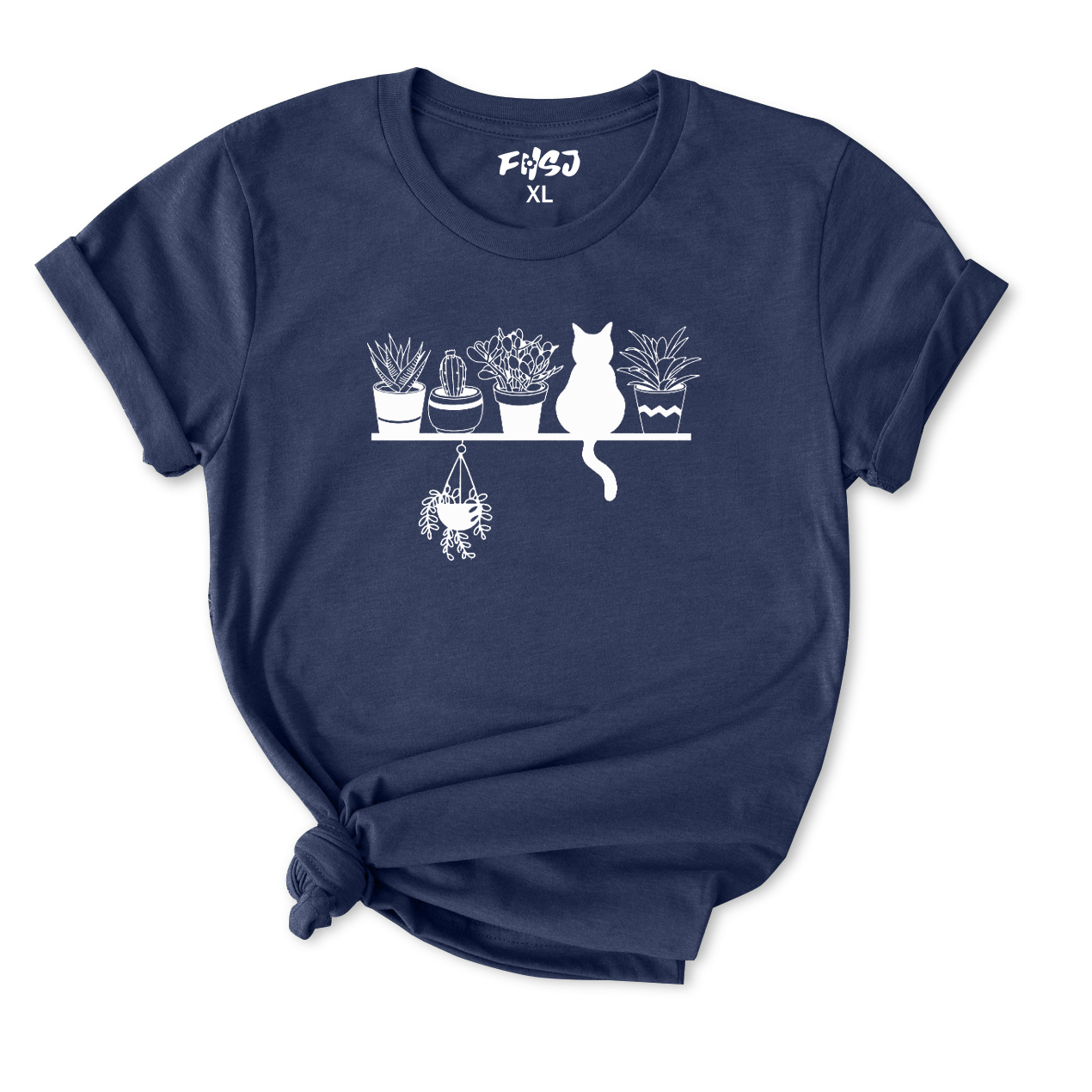 Cat with Succulents & Hanging Plant T-Shirt for Women