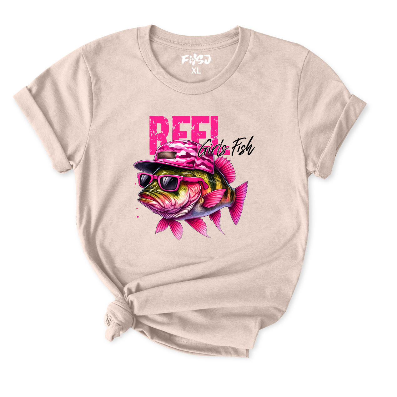 Reel Girls Fish Cool Bass With Sunglasses T-Shirt for Women