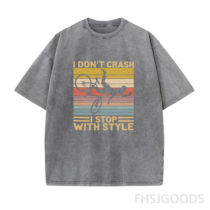 I Don't Crash I Stop with Style Cycling Unisex Distressed T-Shirt