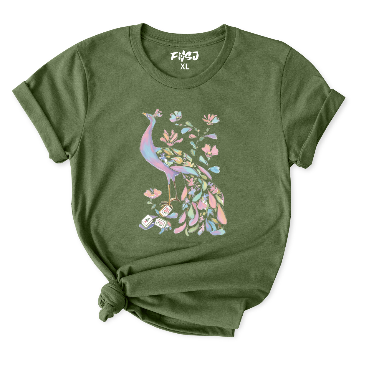 Pastel Peacock Mahjong T-Shirt for Women