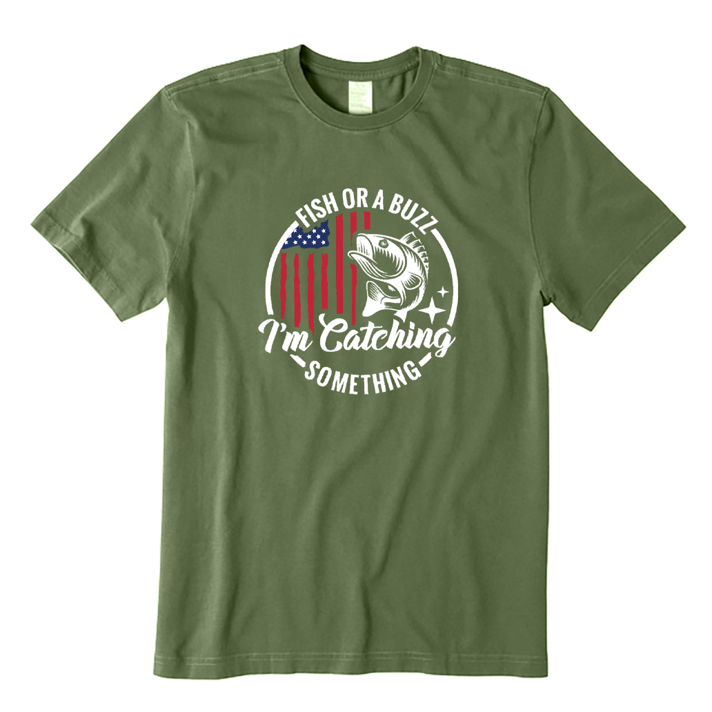 Fish Or A Buzz I'm Catching Something American Flag T-shirt