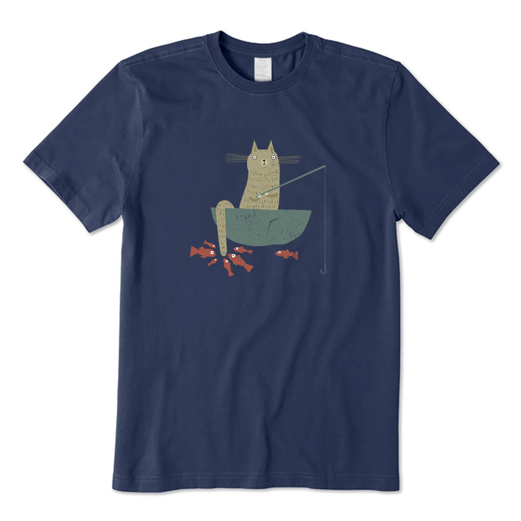 Silly Cat Fishing T-Shirt