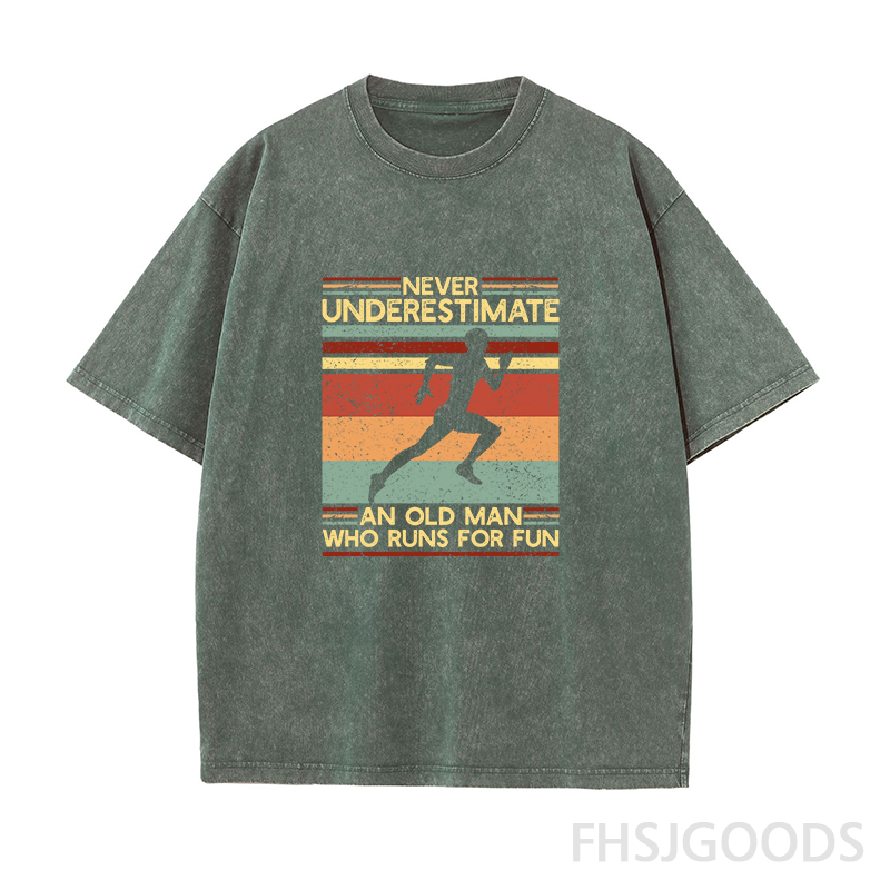 Never Underestimate An Old Man Who Runs for Fun Unisex Distressed T-Shirt