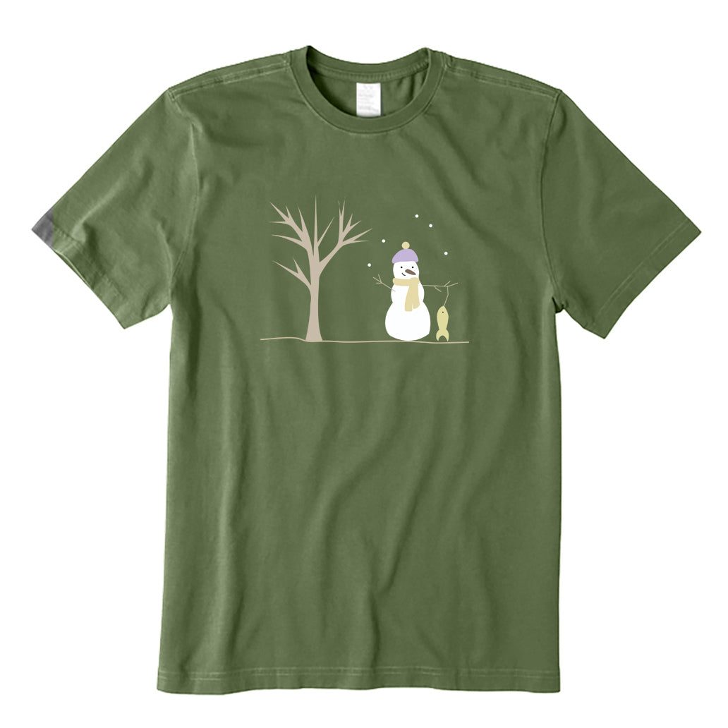Fishing Snowman T-Shirt