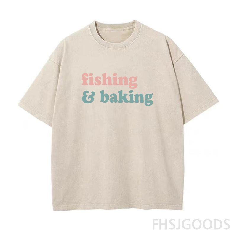 Fishing and Baking Unisex Distressed T-Shirt