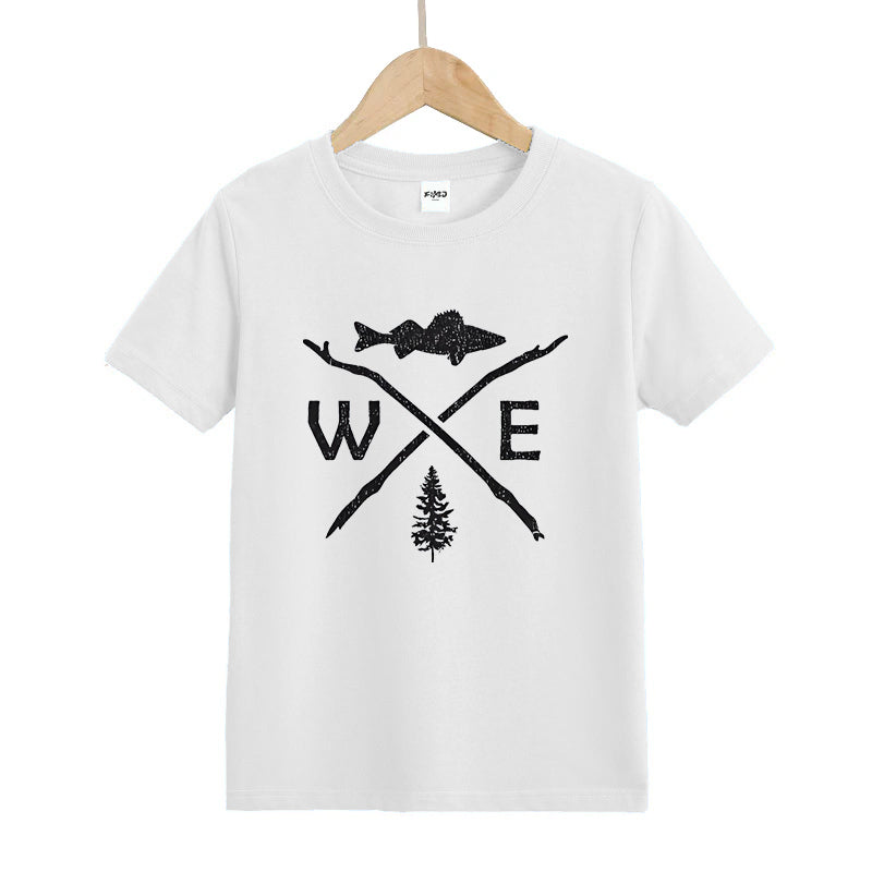 Walleye and Tree Fishing Compass Kids T-Shirt