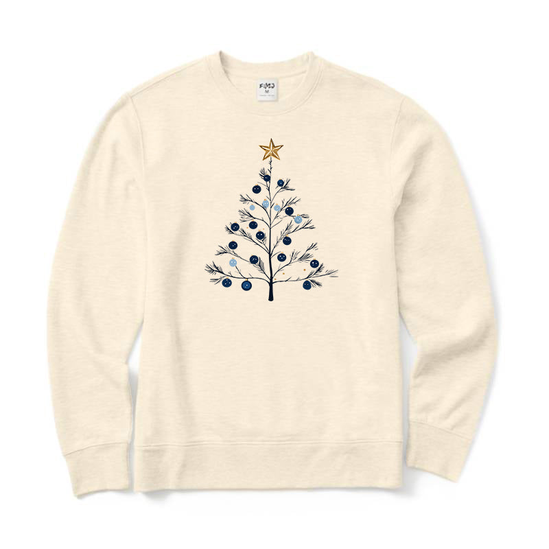 Blue Gold Christmas Tree Crewneck Sweatshirt