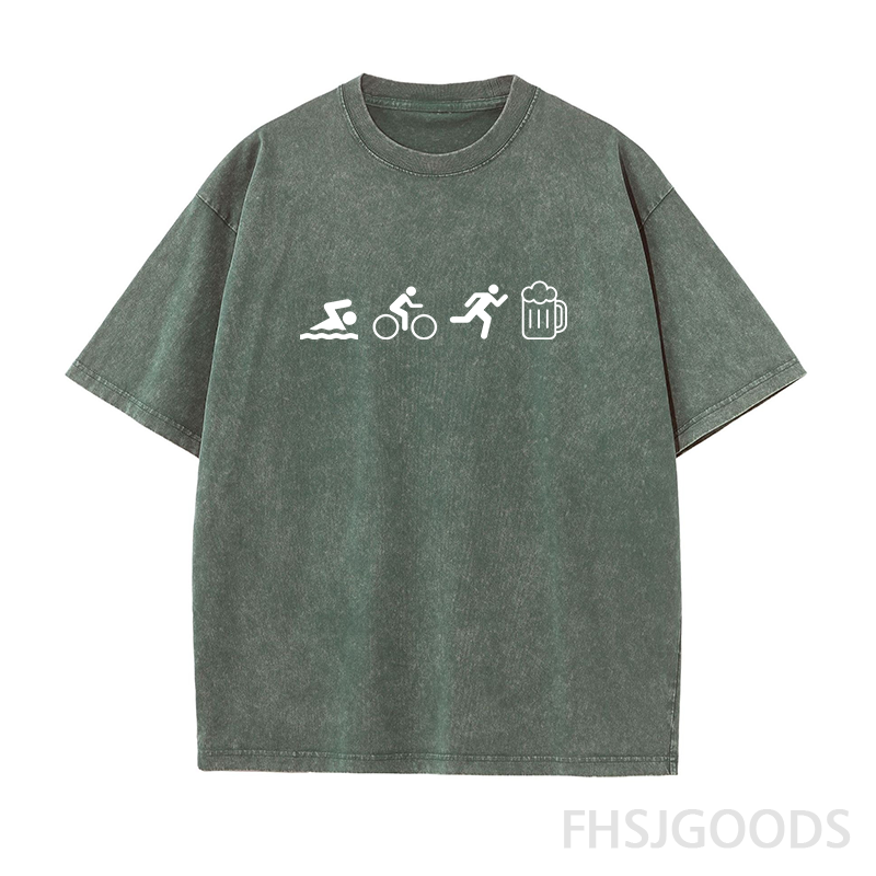 Swim Bike Run and Beer Unisex Distressed T-Shirt