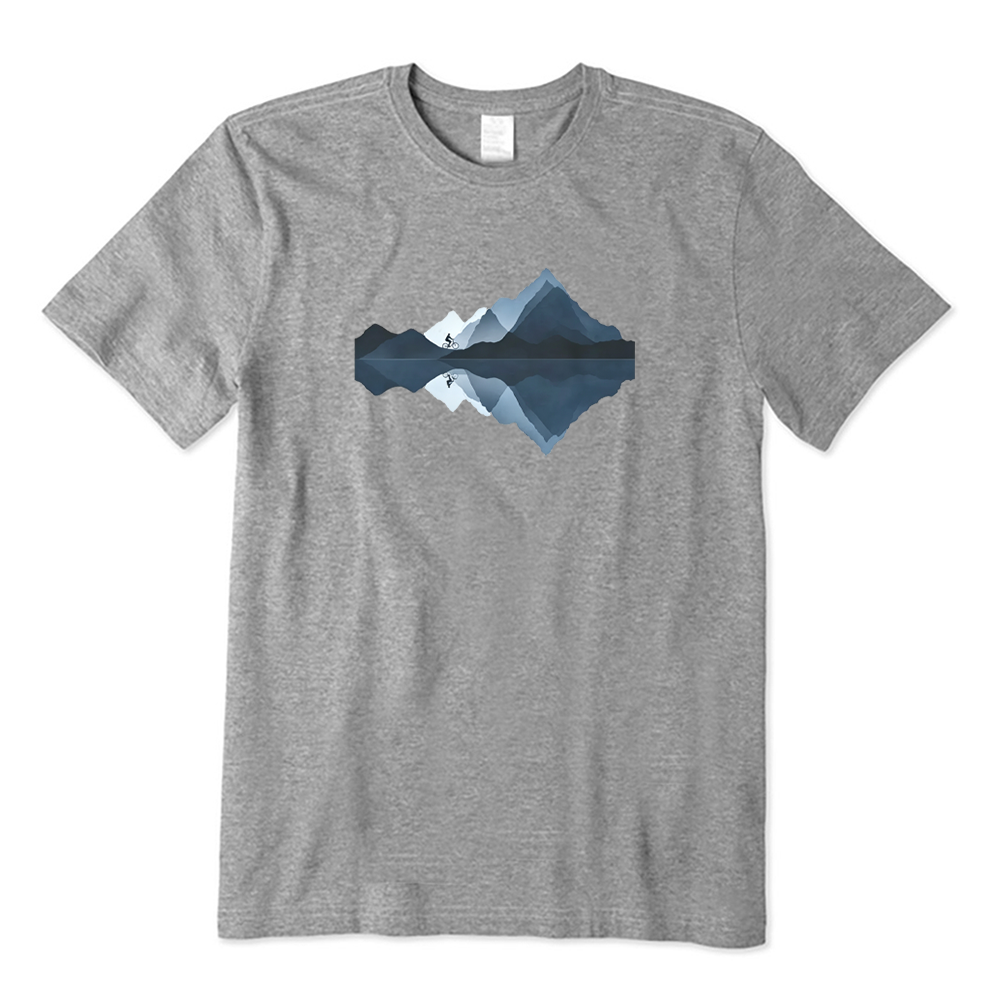 Minimal Mountain Bike Rider Lake Reflection T-shirt