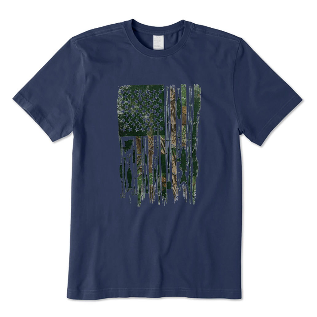 Fishing American Flag T-Shirt