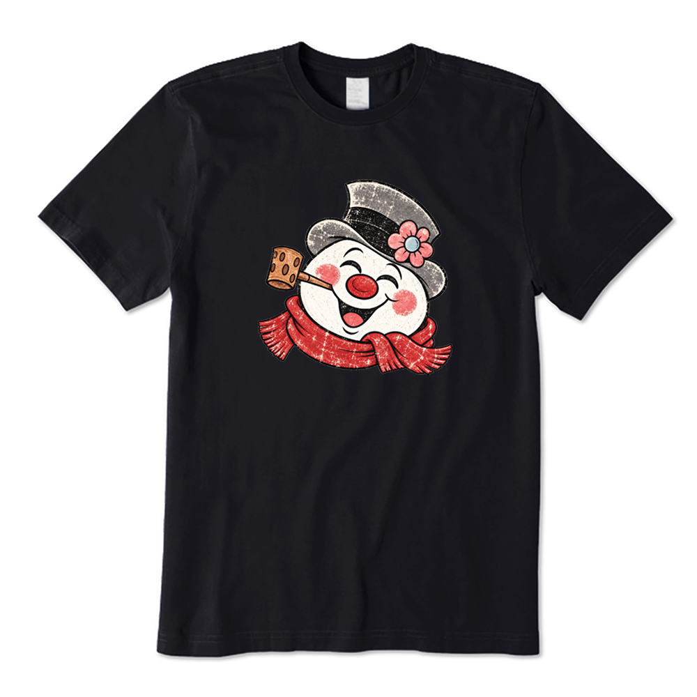 Retro Happy Snowman Christmas T-Shirt