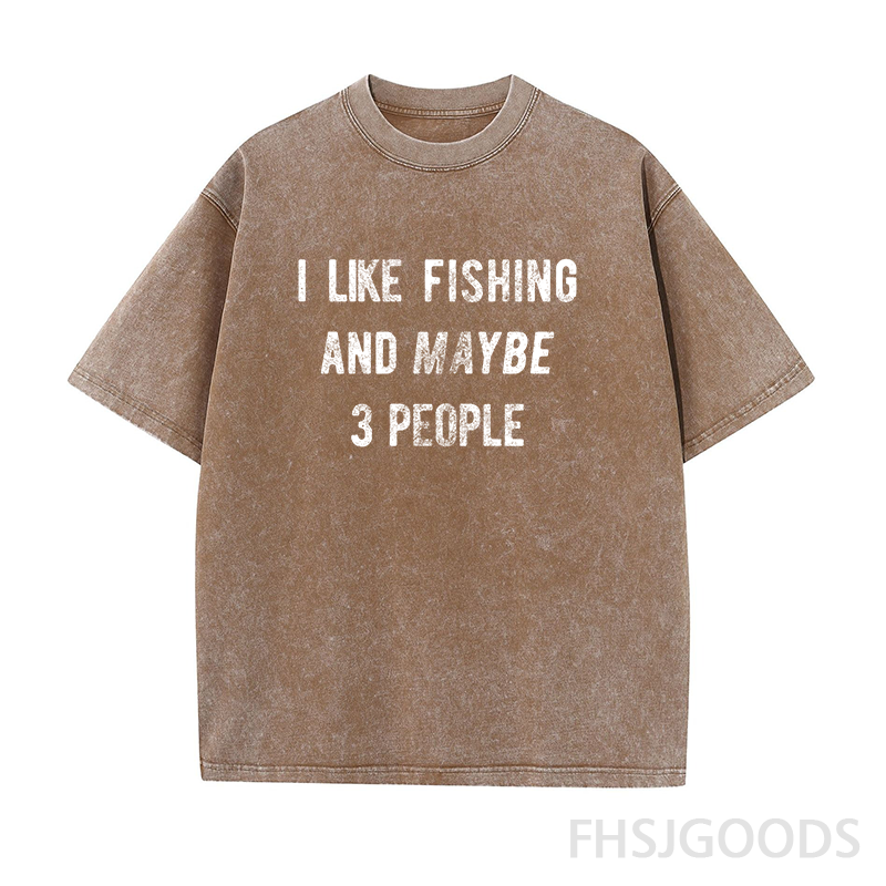 I Like Fishing And Maybe 3 People Unisex Distressed T-Shirt
