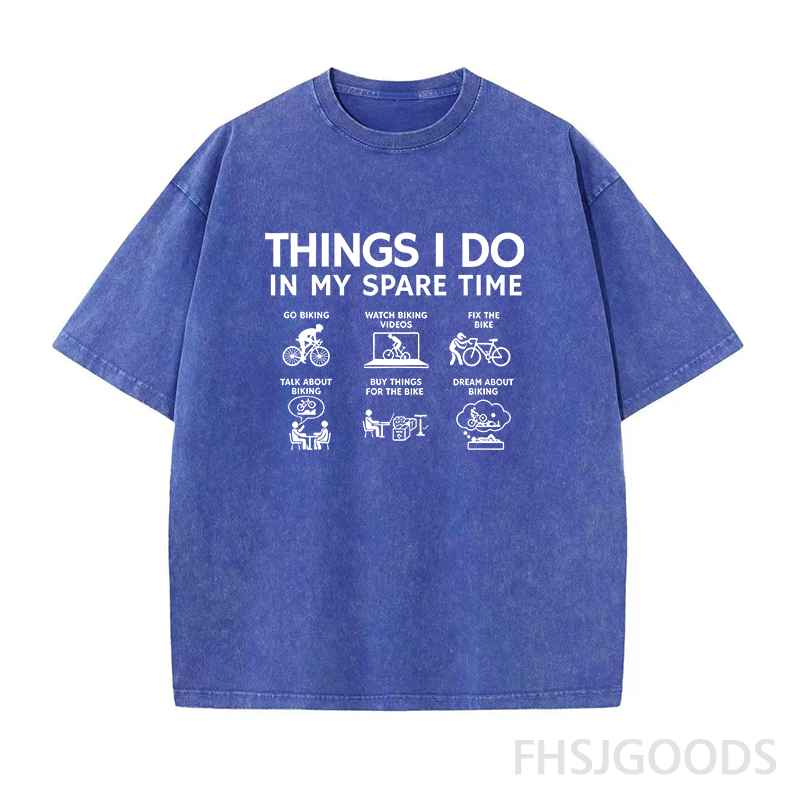 Things I Do in My Spare Time Cycling Unisex Distressed T-Shirt