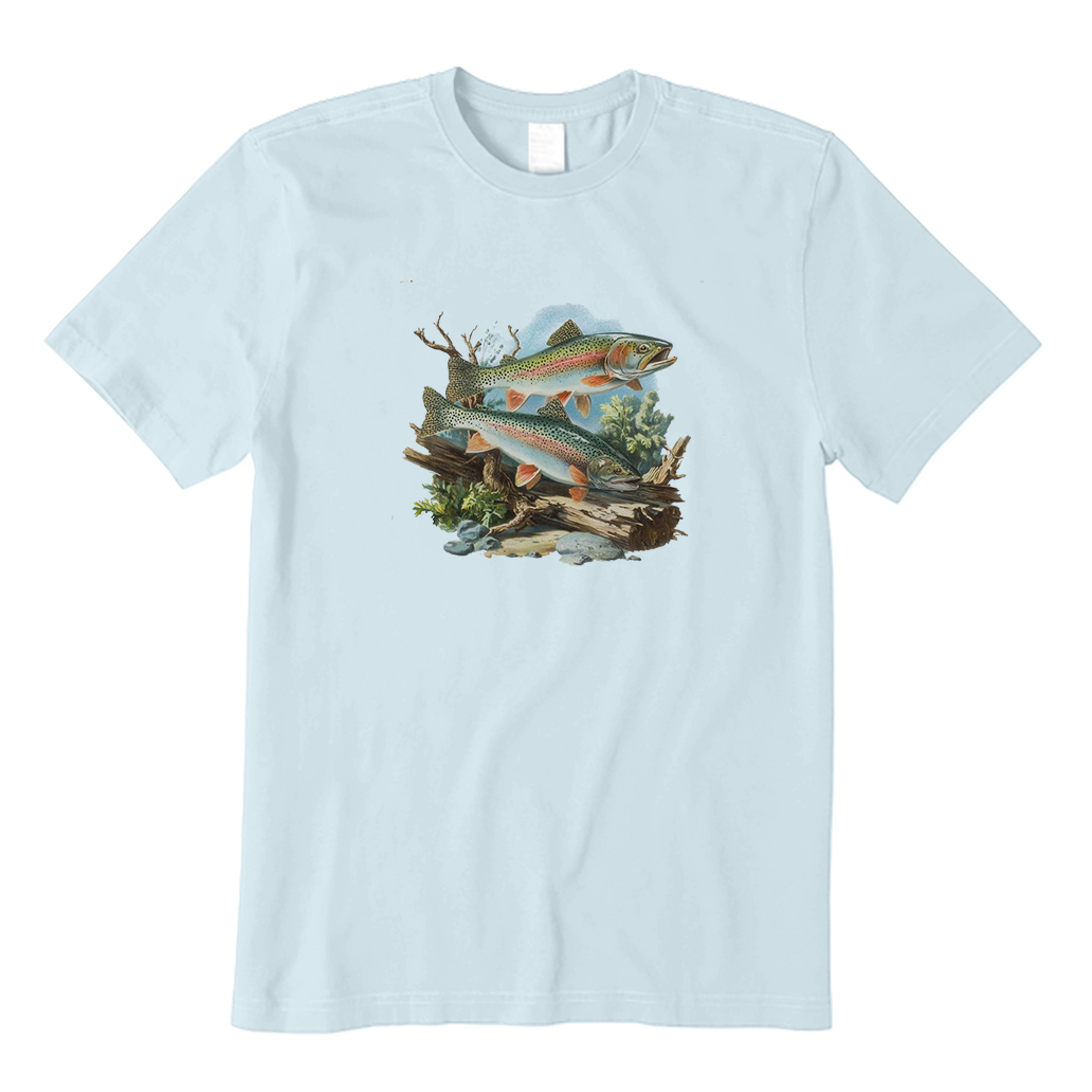 Retro Rainbow Trout Underwater Scene T-Shirt
