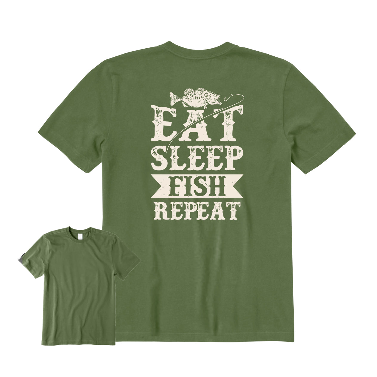 Eat Sleep Fish Repeat Back Graphic T-Shirt