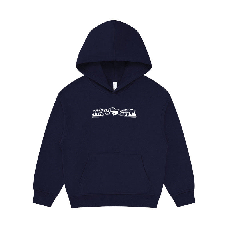 Fishing Scene Mountain Kid's Hoodie