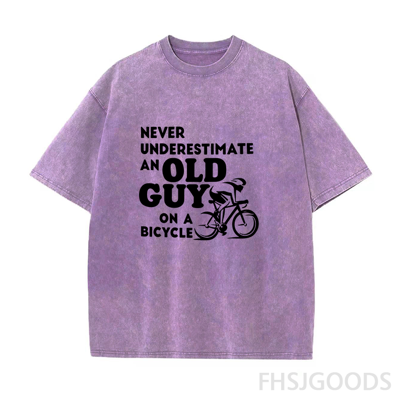 Never Underestimate An Old Guy on A Bicycle Unisex Distressed T-Shirt