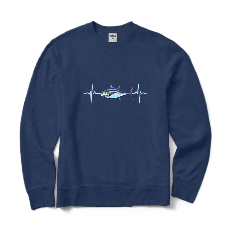Tuna Fishing Heart Pulse Cool Crewneck Sweatshirt