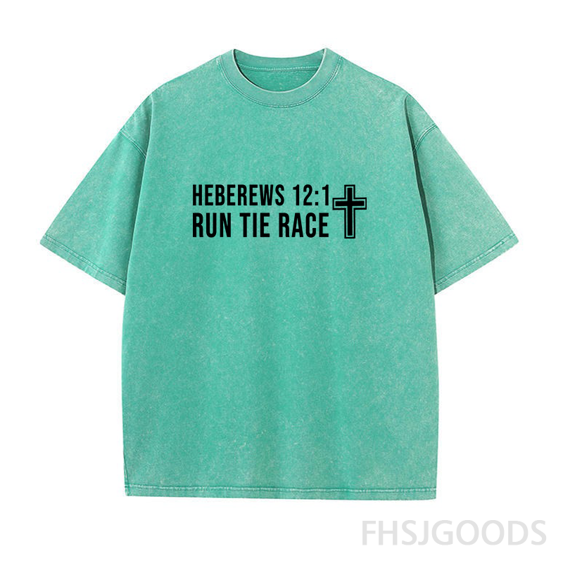 Run The Race Hebrews 12:1 Unisex Distressed T-Shirt