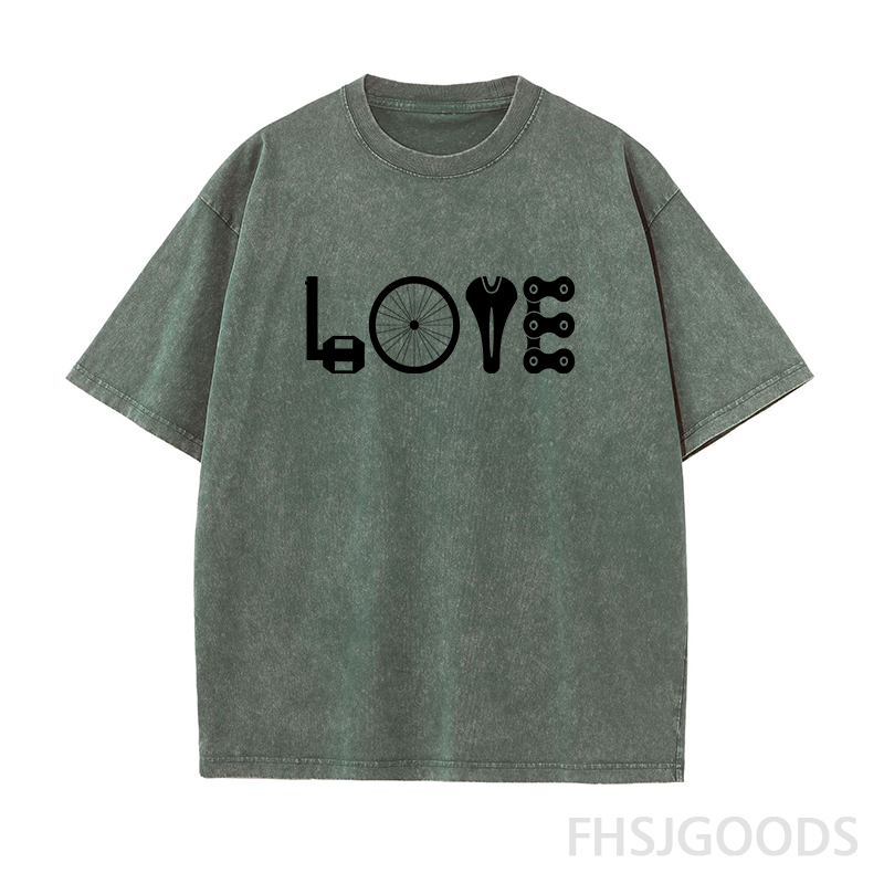 LOVE Spelled Out in Bike Unisex Distressed T-Shirt