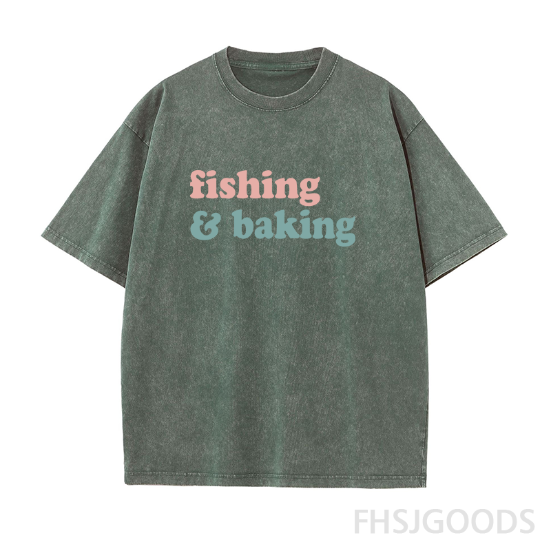 Fishing and Baking Unisex Distressed T-Shirt