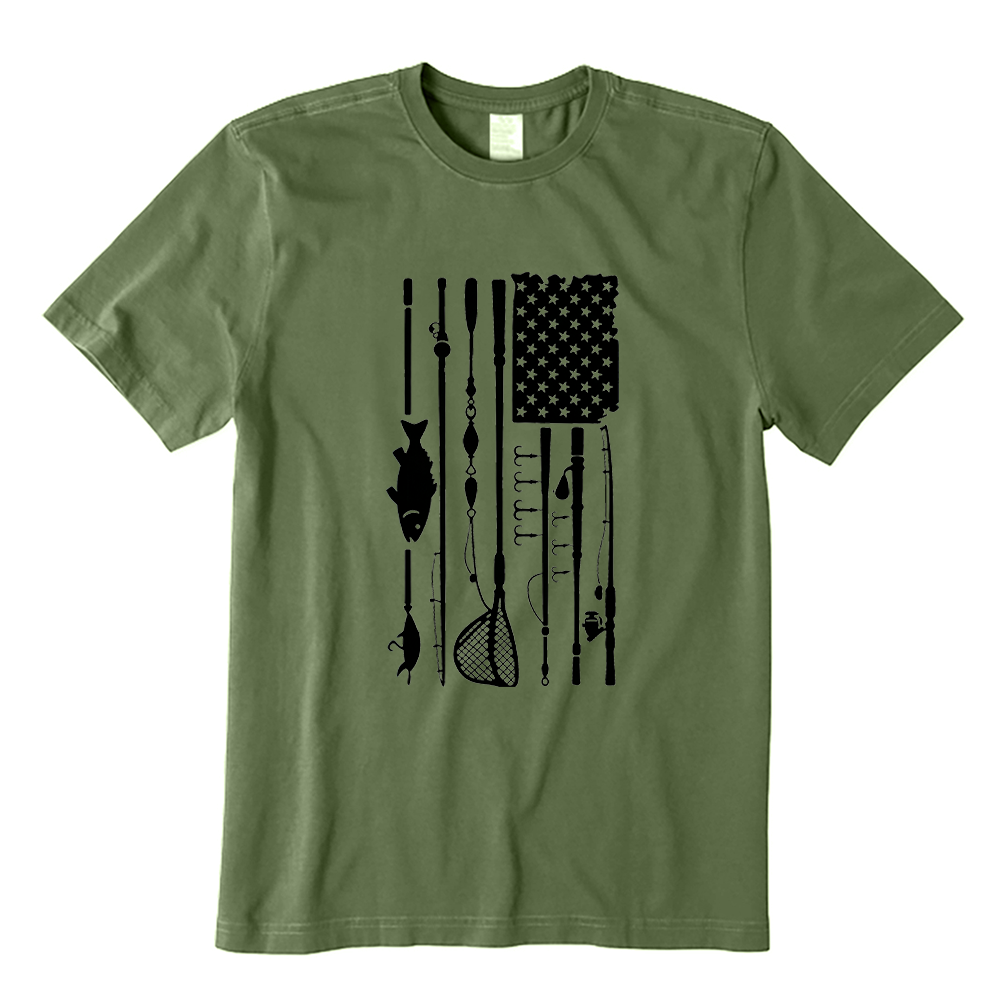Patriotic American Flag Fishing Rod T-shirt