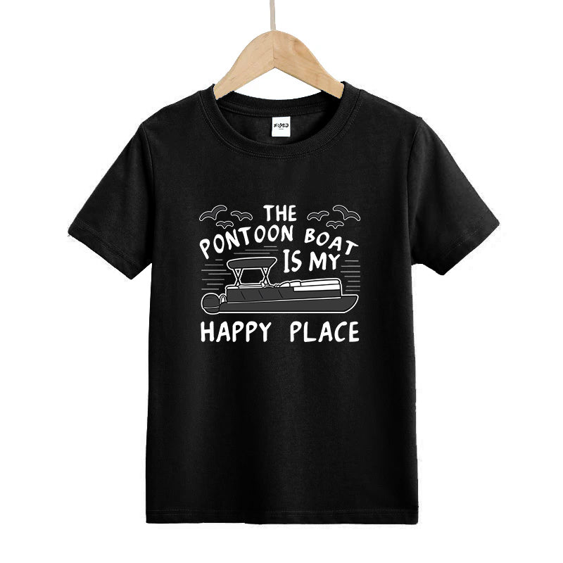 The Pontoon Boat Is My Happy Place Kids T-Shirt