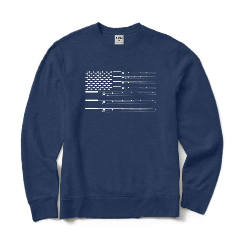 Fly Fishing Rod American Flag Crewneck Sweatshirt