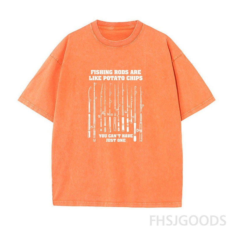 Fishing Rods Like Potato Chips Unisex Distressed T-Shirt
