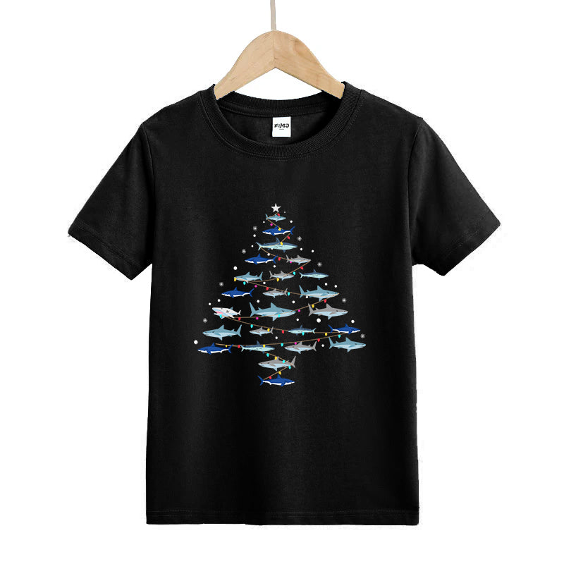 Christmas Shark Tree Kid's T-Shirts