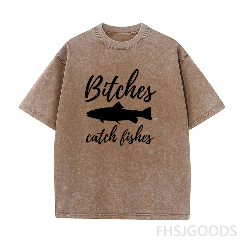 Bitches Catch Fishes Unisex Distressed T-Shirt